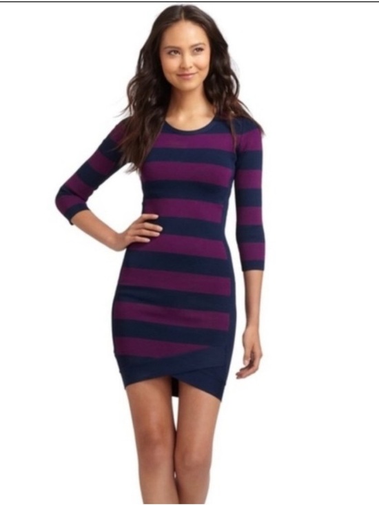 BCBGMaxAzria Dresses & Skirts - BCBGMaxAzria Navy Purple Kendall Striped Bodycon Mini Dress NWT
